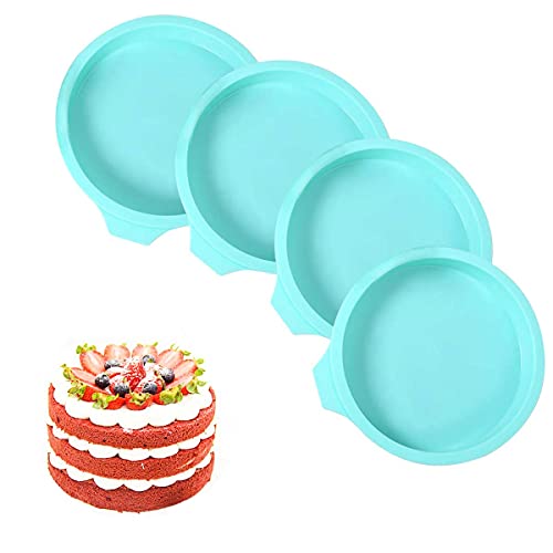 Ovtai Kuchenform Rund, Schichtkuchen Backform, 4 Stück Backform 15cm Rund, Backen Silikonform Rund Auslaufsicher Schichtkuchen-Backform Antihaftbeschichtet Schichtkuchen Backform (6inch Grün) von Ovtai