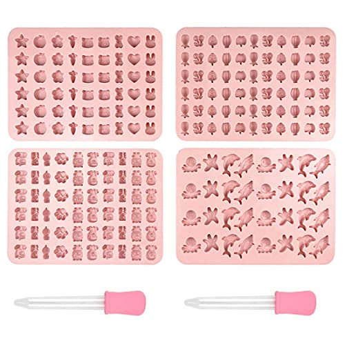 Gummibärchen Maschine 4pcs, Gummibärchen Selber Machen, Silikonform Gummibärchen, Silikonform Eiswürfel, Gummibärchen Gelee Formen Gummibärchenform mit 2 Pipetten für Süßigkeiten, Schokolade von Ovtai