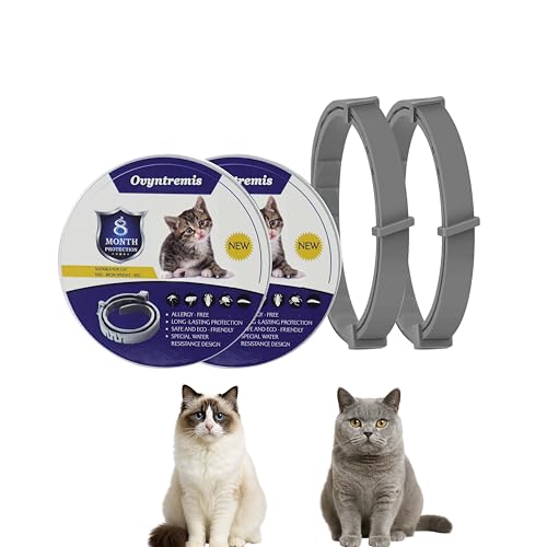 2er Set Katzenhalsbänder, Wasserdicht und Verstellbar, 39cm lang, Mit Natürlichen Ätherischen Ölen, Bietet Komfort und Schutz, Geeignet für Katzen ab 7 Wochen von Ovyntremis