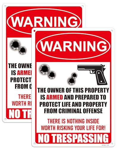 Ovyxely Schild mit Aufschrift "No Trespassing", Gewehrschilder für die Sicherheit zu Hause, There is Nothing Inside Worth Risking Your Life for! Geschützt durch bewaffnetes Schild, Warnschild mit Ovyxely Schild mit Aufschrift "No Trespassing", Gewehrschilder für die Sicherheit zu Hause, There is Nothing Inside Worth Risking Your Life for! Geschützt durch bewaffnetes Schild, Warnschild mit von Ovyxely