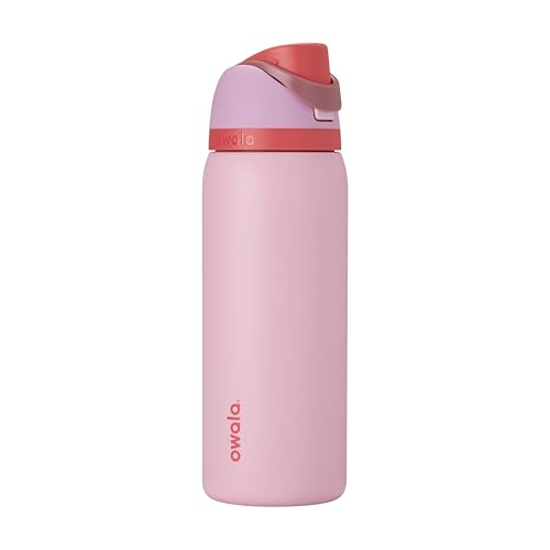 Owala FreeSip Isolierte Edelstahl Trinkflasche mit Strohhalm, 945 ml – BPA-frei, optimal für Sport, Fitness, Outdoor und Reisen, Angle Food Cake von Owala