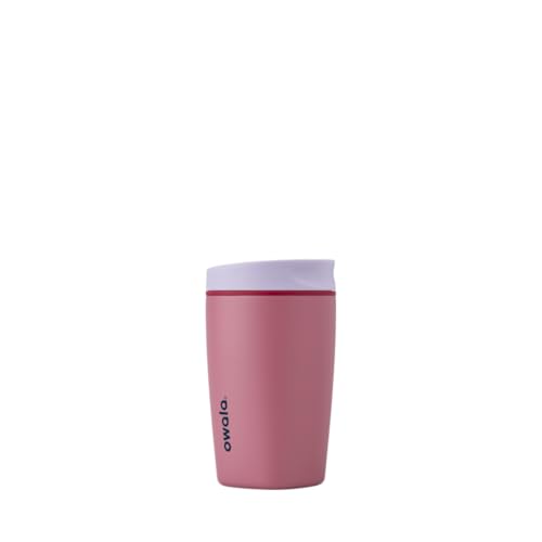 Owala SmoothSip Slider Isolierter Edelstahl-Kaffeebecher, Wiederverwendbarer Eiskaffeebecher, Heißer Kaffee Reisebecher, BPA-frei 355 ml, Lila-Rosa (Crochet Queen) von Owala