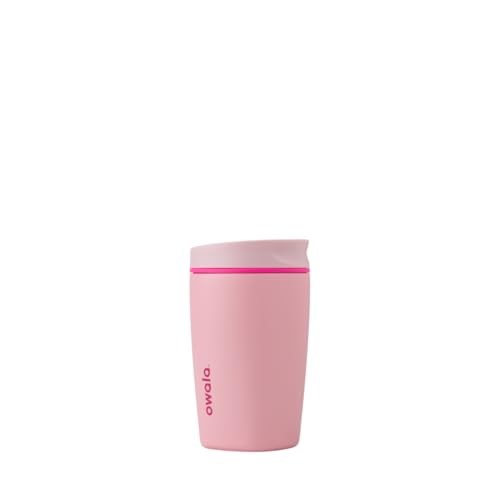Owala SmoothSip Slider Isolierter Edelstahl-Kaffeebecher, Wiederverwendbarer Eiskaffeebecher, Heißer Kaffee Reisebecher, BPA-frei 355 ml, Rosa (Pucker Up) von Owala