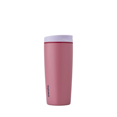 Owala SmoothSip Slider Isolierter Edelstahl-Kaffeebecher, Wiederverwendbarer Eiskaffeebecher, Heißer Kaffee Reisebecher, BPA-frei 590 ml, Lila-Rosa (Crochet Queen) von Owala