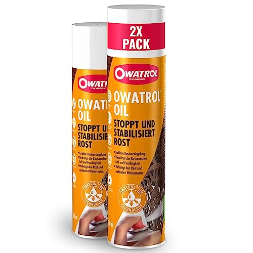 OWATROL® Rostschutz Spray 2x300ml - Für Metalle, Kunststoff, Glas, Holz, Farben & Lacke - Grundierung Spray Autolack - Rostumwandler Spray Auto - Korrosionsschutz Haftgrund Spray - Anti Rost Spray von OWATROL