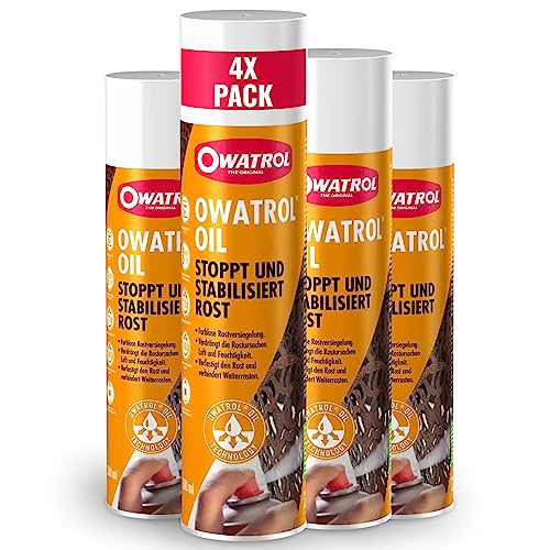 OWATROL® Rostschutz Spray 4 x [ 300ml ] - Für Metalle, Kunststoff, Glas, Holz, Farben & Lacke - Grundierung Spray Autolack - Rostumwandler Spray Auto - Korrosionsschutz Haftgrund Spray von OWATROL