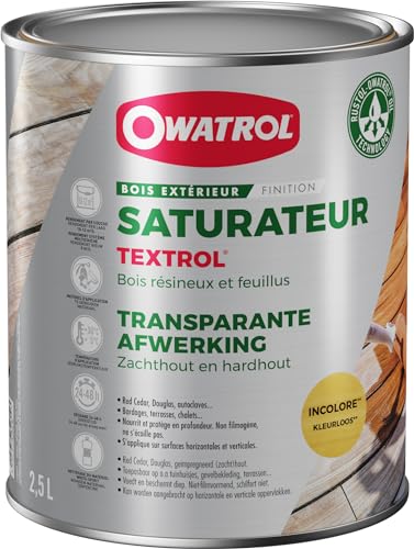 OWATROL® TEXTROL Holz Öl farblos [2,5L] - Holzöl für Außenbereich - Holzpflegemittel Möbel - Öl für Gartenmöbel - Holz Pflege Öl - Holzlasur Aussen - Pflegeöl für Holzmöbel von OWATROL