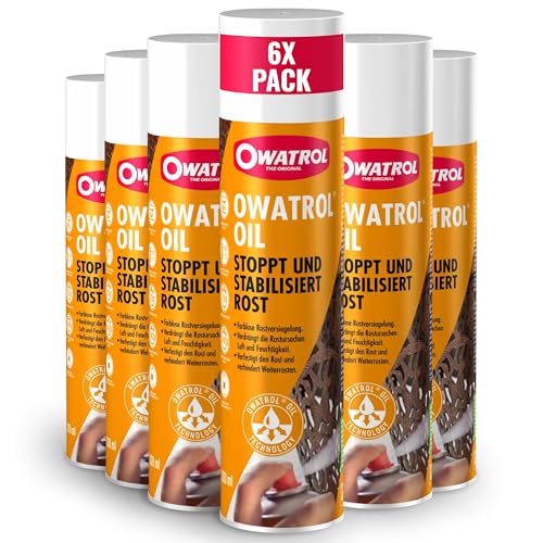 OWATROL® Rostschutz Spray 6x [300ml] - Für Metalle, Kunststoff, Glas, Holz, Farben & Lacke - Grundierung Spray Autolack - Rostumwandler Spray Auto - Korrosionsschutz Haftgrund Spray-Anti Rost Spray von OWATROL