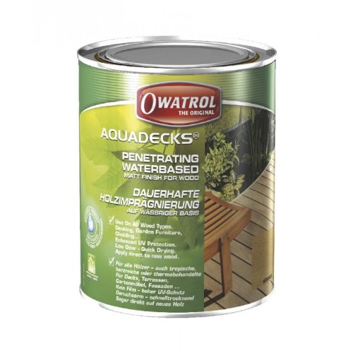 Owatrol-AQUADECKS- Lösemittelfreier Holzschutz, miel , Gebindegrösse 1 Liter von Owatrol