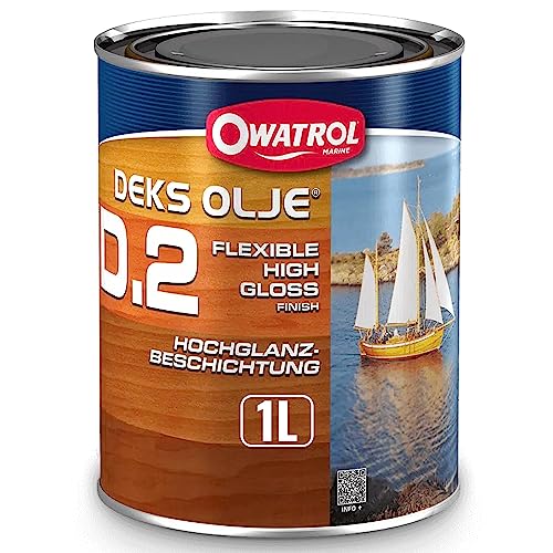 OWATROL – D2 – 1 L – Hochglanz-Klarlack-Öl für tropisches Holz Hartholz neu und alt im Außenbereich für Türen Holzverkleidungen Fenster Gartenmöbel Tore Boote – Klarlack-Öl für Holz im Marinebereich OWATROL – D2 – 1 L – Hochglanz-Klarlack-Öl für tropisches Holz Hartholz neu und alt im Außenbereich für Türen Holzverkleidungen Fenster Gartenmöbel Tore Boote – Klarlack-Öl für Holz im Marinebereich von OWATROL