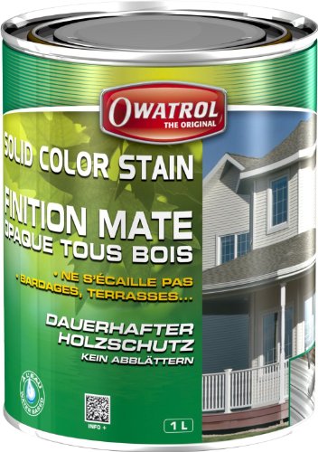 OWATROL Solid Color Stain, Wetterschutzfarbe, Acryl-Decklack, dauerhaft deckender Anstrich (Deckweiß, 10 Liter) von OWATROL