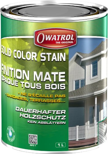 OWATROL Solid Color Stain, Wetterschutzfarbe, Acryl-Decklack, dauerhaft deckender Anstrich (Schwedenrot, 1 Liter) von OWATROL