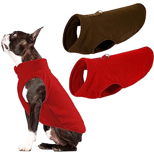 OWBB 2er Hundepullover Fleece Große Hunde, Warm Hundejacke hundeweste mit Leine Attachment, Winter Hundepullover Mantel, Kaltwetter Hundebekleidung, Innen und Außeneinsatz von Owbb