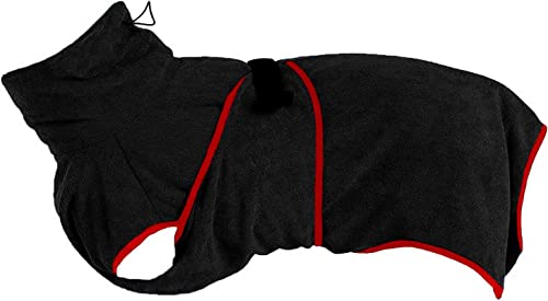 OWBB Hundebadetuch extra saugfahig, Hund Bademantel Kleine Hunde, Katze schnell trocknendes Badetuch, Haustier Mantel mit verstellbaren Trägern (Schwarz/S) von Owbb