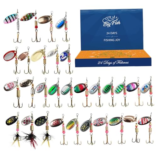 Fischerei Adventskalender 2024 24 Tage des Countdown -Fischerei -Tackle Advent Kalenders enthält verschiedene Köder -Weihnachtsgeschenke für Männer, Angler, Enthusiasten 2024 von Owddddtnxc