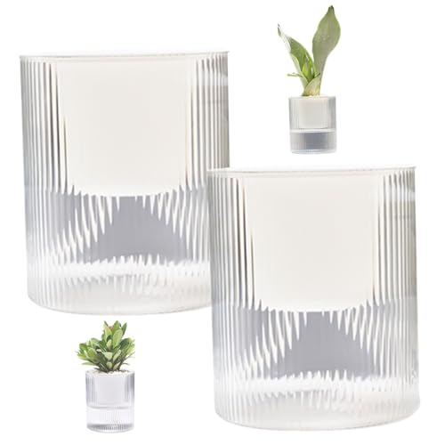 Owddddtnxc Selbstbewässerungstöpfe 2pcs 4 Zoll abnehmbar 2 Schichten Selbstbewässerung Pflanzer mit Baumwollseil und Entwässerungsloch modern von Owddddtnxc