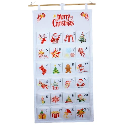 Weihnachtsab Adventskalender 24 Taschen Weihnachten Countdown -Kalender mit Seilwandhänge -Aufbewahrungstaschen für Feiertags Heim Weihnachten Advent 2025 von Owddddtnxc