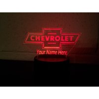 Personalisiertes Chevrolet Acryl-Nachtlicht/Schild, Mehrfarbiges Led-Licht Für Garage Oder Mannhöhle von OwenCustomCreations