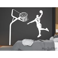 Basketball Spieler Mit Namen Wandtatto - Korb Wandtattoa, Sport Thema Sticker, Jungenzimmer Aufkleber, Dekor von OwenWallArt