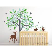 Baum Mit Hirsch Wandtatz, Großer Aufkleber, Wanddeko, Kinderzimmer Schlafzimmer Wanddeko von OwenWallArt