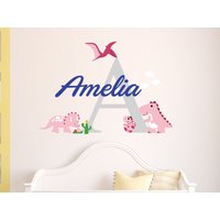 Dinosaurier Mit Namen Wandtattoo, Kinderzimmer Aufkleber, Wandtattoos, Wandaufkleber von OwenWallArt