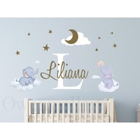 Kleiner Elefant Mit Namen Aufkleber, Personalisierter Name Wandtattoo, Junge Schlafzimmer Wanddeko, Kinderzimmer Wandkunst von OwenWallArt