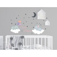 Kleiner Elefant Mit Namen Wandtattoo, Personalisierter Wandaufkleber, Junges Schlafzimmer Wanddeko, Kinderzimmer Wandkunst von OwenWallArt