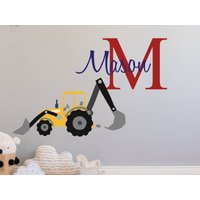 Lkw Wandtattoo, Personalisierter Name Mit Aufkleber, Kinderzimmer Jungenzimmer Bulldozer Wandaufkleber von OwenWallArt