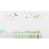 Mond Stern Wandtatto, Sterne Kinderzimmer Wanddeko, Kinder Space Wall Decor von OwenWallArt