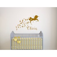 Personalisierter Name Einhorn Aufkleber, Mädchen Wandtattoo, Wandtattoo Mädchen, Kinderzimmer von OwenWallArt