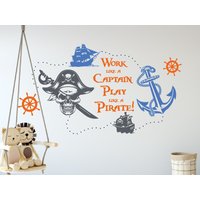 Piraten Kapitän Kinder Wandtatko, Wanddeko, Kinderzimmer Personalisiert Name Aufkleber, Jungen Und Zimmer Wanddekoration von OwenWallArt