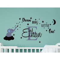 Traum Big Little One Elefant Wandtattoo, Zitat Wandaufkleber, Babyzimmer Wanddekor, Vinyl Wandtattoos Für Kinder, Junge Mädchen Schlafzimmer Dekor von OwenWallArt