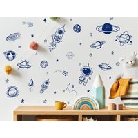 Weltraum Wandtattoo, Rakete Mit Sternen, Vinyl Kinderzimmer Wanddeko, Thema Sticker von OwenWallArt