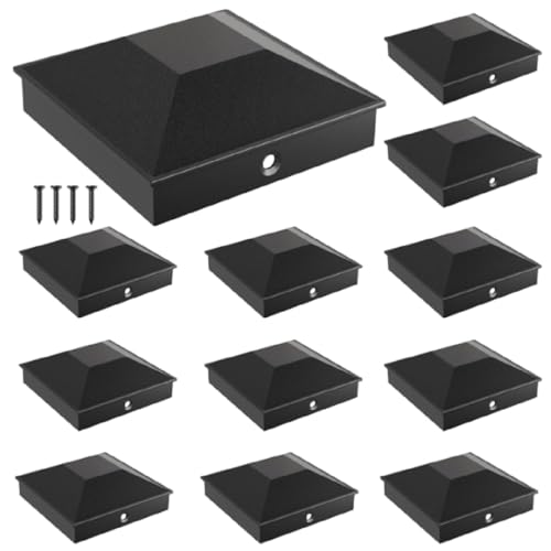 12 schwarze Zaunpfostenkappen mit 24 Schrauben | langlebiges Kunststoff-Pyramiden-Design für 4 x 4 Holzzäune | Schützen und verschönern Sie Ihren Außenbereich von Owenda
