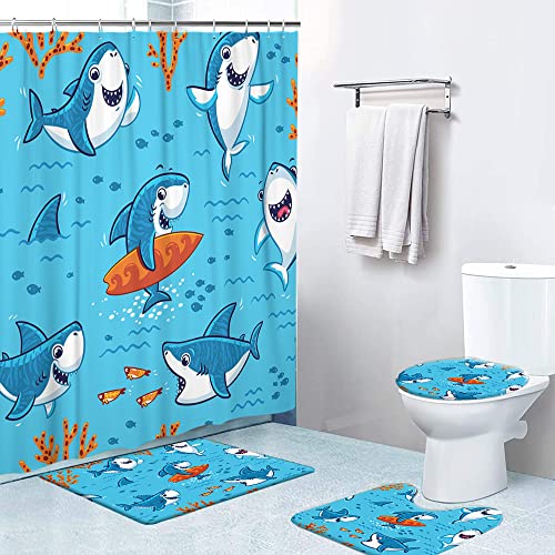 4-teiliges Duschvorhang-Set Mit Rutschfester Badematte, Toilettendeckelbezug Und U-förmigem Teppich, Wasserdichte Badezimmerdekoration Mit 12 Haken, Hexen-Vogelkäfig-Zauberbücher-Eulen-Design, 183 X 1 von OwkHome