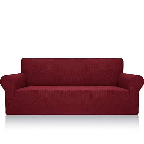 OwkHome 1-teiliger Stretch-Jacquard-Sofabezug Mit Rutschfestem Design for Das Wohnzimmer(Red Wine,XL Sofa (91-110in)) von OwkHome