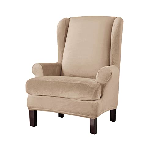 OwkHome 2-teiliges Ohrensessel-Schonbezug-Set for Sicheren Sitz Und Möbelschutz(Khaki) von OwkHome