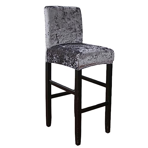 OwkHome 2er-Pack Barhockerbezüge Aus Samt Mit Rückenlehne, Staubdichte, Abnehmbare Schonbezüge for Barhocker In Thekenhöhe(Dark Gray) von OwkHome