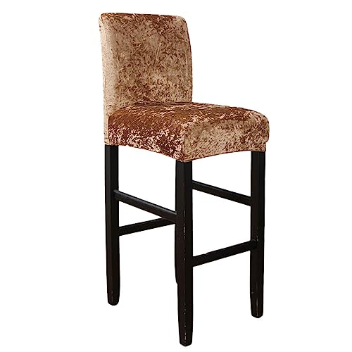 OwkHome 2er-Pack Barhockerbezüge Aus Samt Mit Rückenlehne, Staubdichte, Abnehmbare Schonbezüge for Barhocker In Thekenhöhe(Light Coffee) von OwkHome