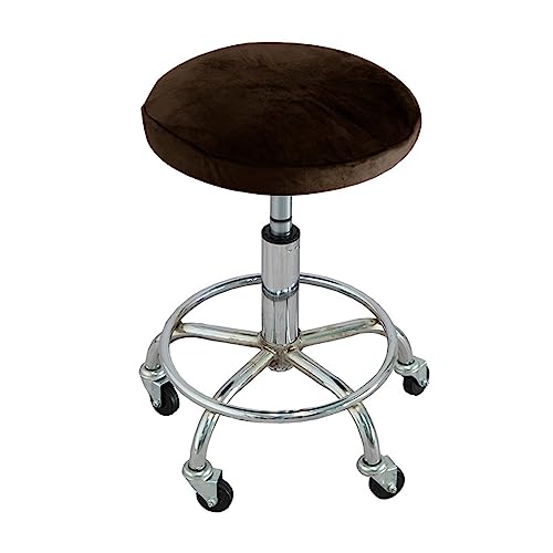 OwkHome 2er-Pack Samt-Sitzbezüge for Hocker, Dehnbare, Waschbare Runde Barhocker-Schoner(Coffee) von OwkHome