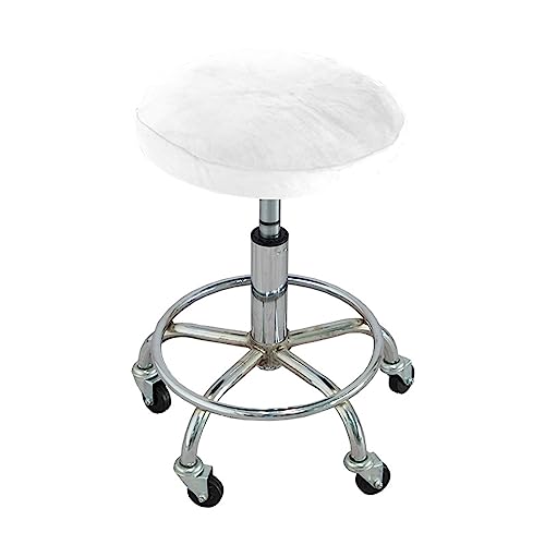 OwkHome 2er-Pack Samt-Sitzbezüge for Hocker, Dehnbare, Waschbare Runde Barhocker-Schoner(White) von OwkHome