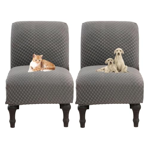 OwkHome 2er-Pack Stretch-Schonbezüge for Stühle Ohne Armlehnen, Waschbarer Möbelschutz for ESS- Und Wohnzimmer(Light Gray) von OwkHome