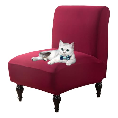 OwkHome 2er-Pack Stretch-Schonbezüge for Stühle Ohne Armlehnen, Waschbarer Möbelschutz for Wohn- Und Esszimmer(Burgundy,Set of 1) von OwkHome