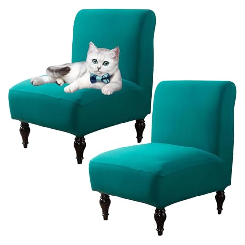 OwkHome 2er-Pack Stretch-Schonbezüge for Stühle Ohne Armlehnen, Waschbarer Möbelschutz for Wohn- Und Esszimmer(Green,Set of 2) von OwkHome