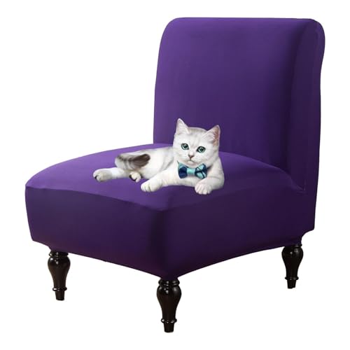 OwkHome 2er-Pack Stretch-Schonbezüge for Stühle Ohne Armlehnen, Waschbarer Möbelschutz for Wohn- Und Esszimmer(Purple,Set of 1) von OwkHome