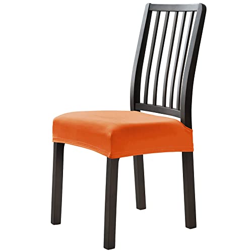 OwkHome 2er-Pack Stuhlhussen Aus Samt for Esszimmerstühle – rutschfeste Sitzbezüge Mit Gummiband(Orange) von OwkHome