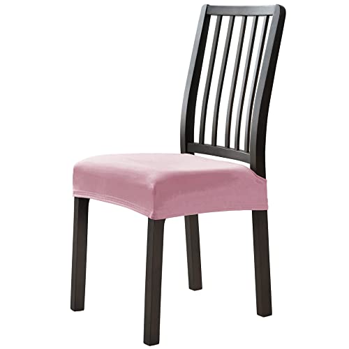 OwkHome 2er-Pack Stuhlhussen Aus Samt for Esszimmerstühle – rutschfeste Sitzbezüge Mit Gummiband(Pink) von OwkHome