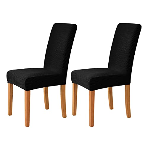 OwkHome 2er-Pack wasserdichte Stretch-Stuhlhussen, Elastischer Jacquard-Bürostuhlbezug for Drehsessel(Black) von OwkHome