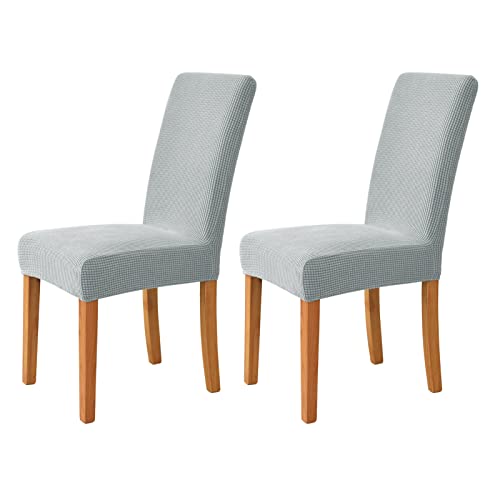 OwkHome 2er-Pack wasserdichte Stretch-Stuhlhussen, Elastischer Jacquard-Bürostuhlbezug for Drehsessel(Light Grey) von OwkHome