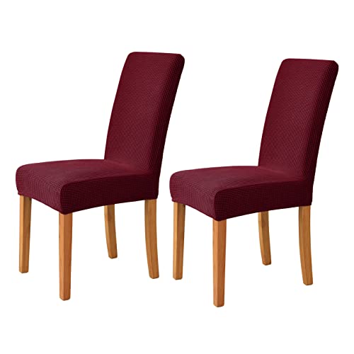 OwkHome 2er-Pack wasserdichte Stretch-Stuhlhussen, Elastischer Jacquard-Bürostuhlbezug for Drehsessel(Wine Red) von OwkHome